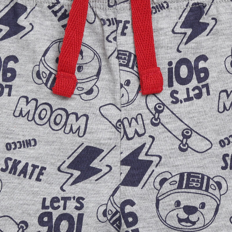 Boys Light Grey Printed 2 Pc Set T-shirt with Short Trouser image number null